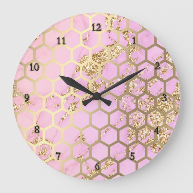 Faux foil och chunky glitter honeycomb stor klocka (Framsida)