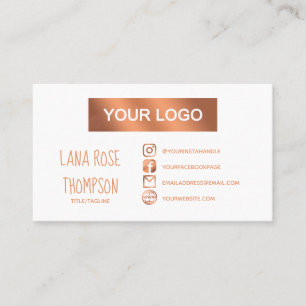 Faux Foil Social Media Logotyp & Photo Visitkort