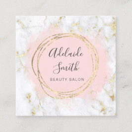 FAUX-folie, rosa, vattenfärg på marmor Fyrkantigt Visitkort