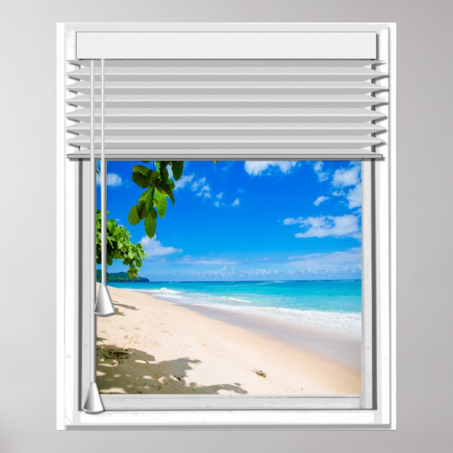 Faux-fönster för Tropical Ocean View med Blinder Poster (Framsidan)