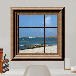 Faux-fönster Poster Beach Scene-relaxingsvy
