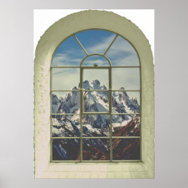 Faux-fönstervy för bergtoppar poster
