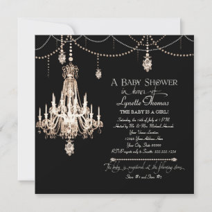 FAUX Fransk Crystal Chandelier Draped Pearl Shower Inbjudningar