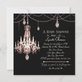 FAUX Fransk Crystal Chandelier Draped Pearl Shower Inbjudningar