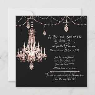 FAUX Fransk Crystal Chandelier Draped Pearls Party Inbjudningar