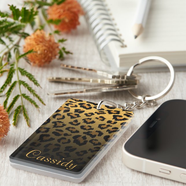 Faux Fur Wild Leopard Print with Gold Name (Högra Framsidan)