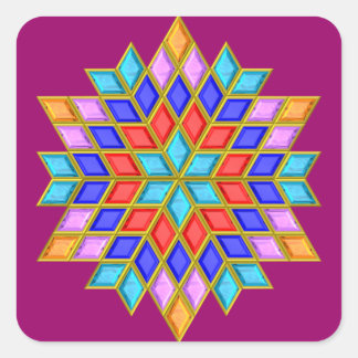 Faux Gemstone Star Quilt Fyrkantigt Klistermärke