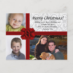 Faux Gift Box, 3-foto jul Hälsning vykort