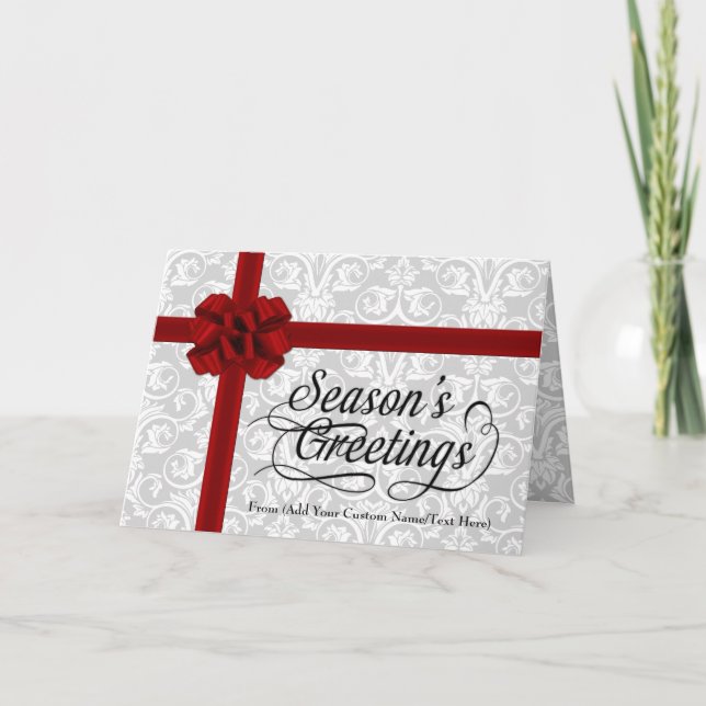 Faux Gift Box Stil Bow Season's Greetings Card Helgkort (Framsida)