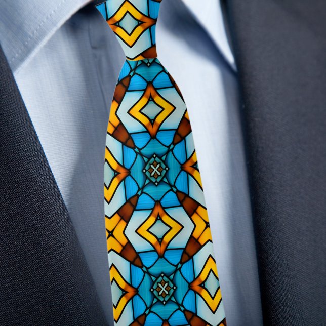 Faux-glaset Guld och Blue Necktie Slips (Skapare uppladdad)