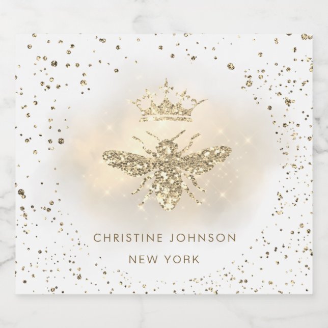 Faux glitter bee spritflaskor etikett (Enkel etikett)