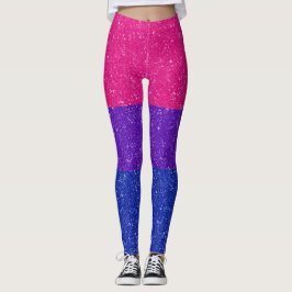 Faux Glitter Bisexual Pride Flagga Background Leggings