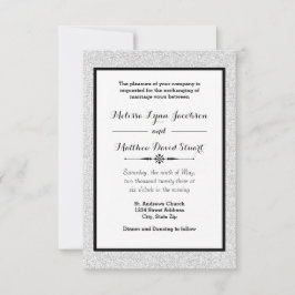 Faux Glitter & Black Framed-3x5 bröllopsinbjudan Inbjudningar