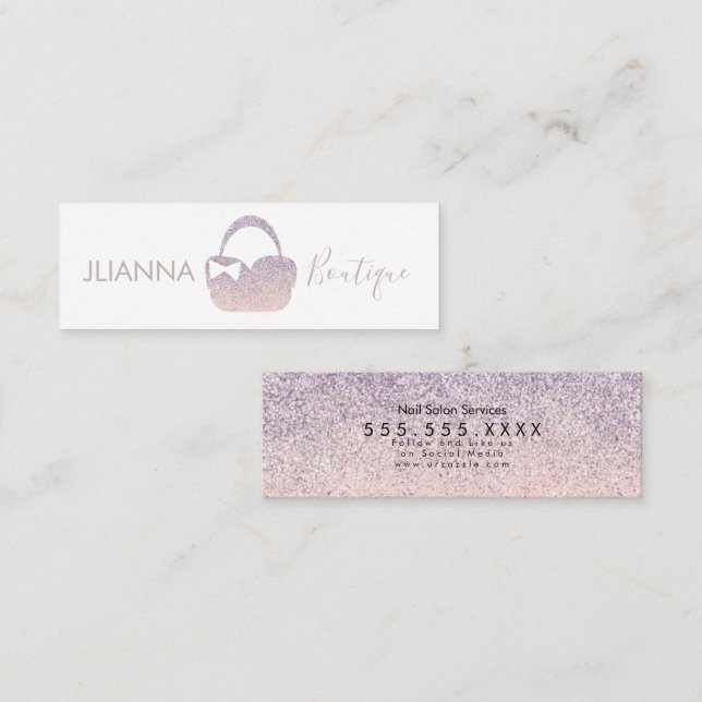 Faux Glitter Boutique  Klänning Väska Logotyp Mini Visitkort (Fram/baksida)
