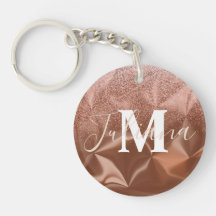 Faux Glitter Brown Brushed Metall Monogrammed