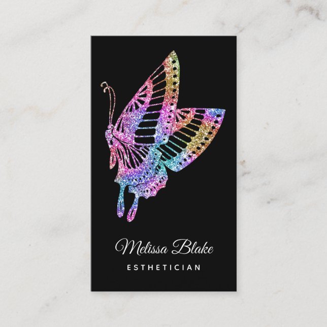 faux glitter butterfly logotyp visitkort (Framsida)