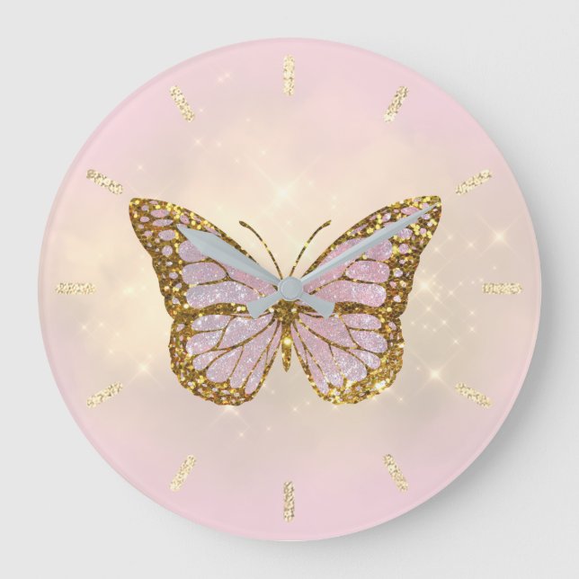 faux glitter butterfly stor klocka (Framsida)