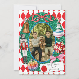 Faux Glitter Christmas Ornaments Card Julkort