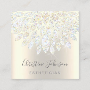 faux glitter dahlia jewel decor fyrkantigt visitkort