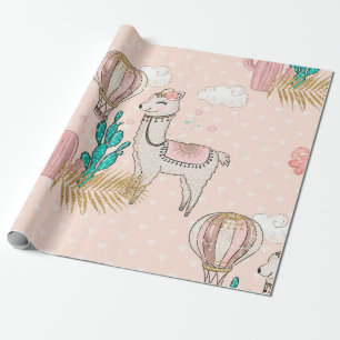 Faux Glitter Desert Steampunk Llama Presentpapper