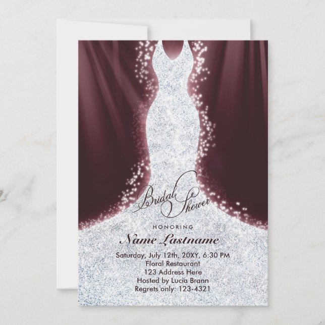 Faux Glitter Diamond Dress Möhippa Inbjudan (Framsida)