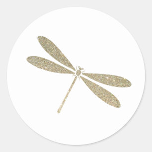 Faux Glitter Dragonfly Runt Klistermärke