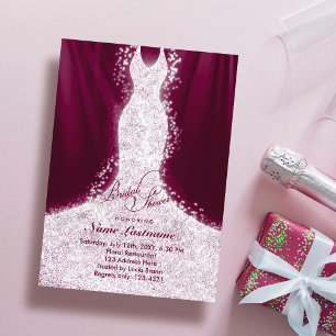 Faux Glitter Dress Burgundy Möhippa Inbjudan