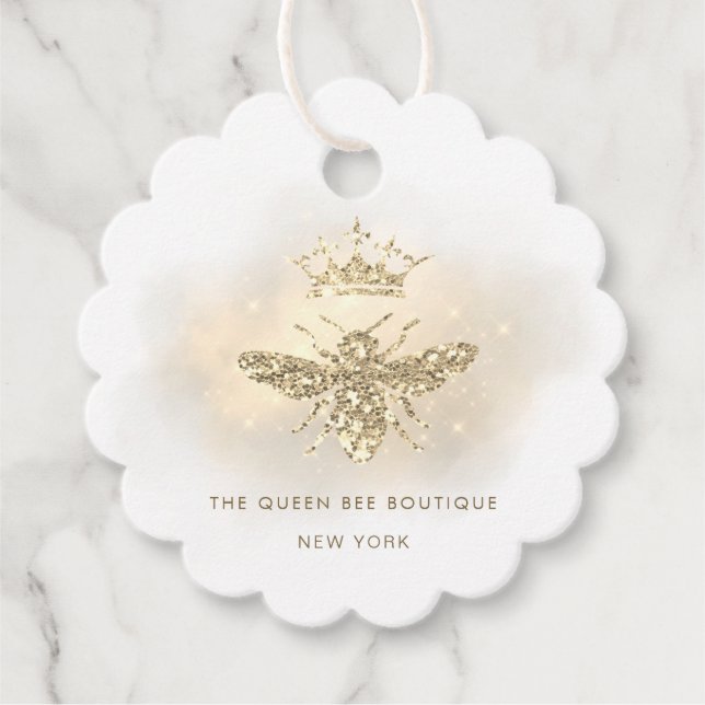 faux glitter drottbee gåvor etiketter (Framsida)