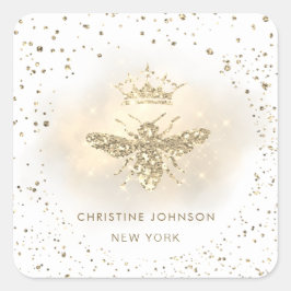 faux glitter drottbee logotyp fyrkantigt klistermärke