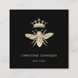 faux glitter drottbee logotyp fyrkantigt visitkort