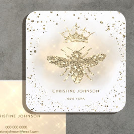 faux glitter drottbee logotyp fyrkantigt visitkort