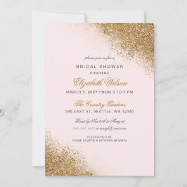 FAUX Glitter Dust och Guld Möhippa Inbjudningar