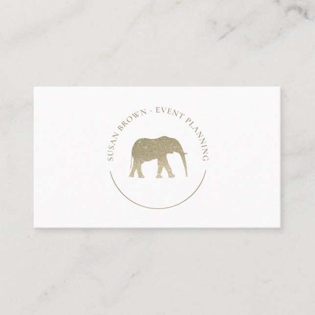 Faux Glitter Elephant Logotyp Visitkort (Framsida)