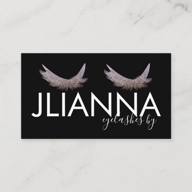 Faux Glitter Eyelash Salon Black White Visitkort (Framsida)