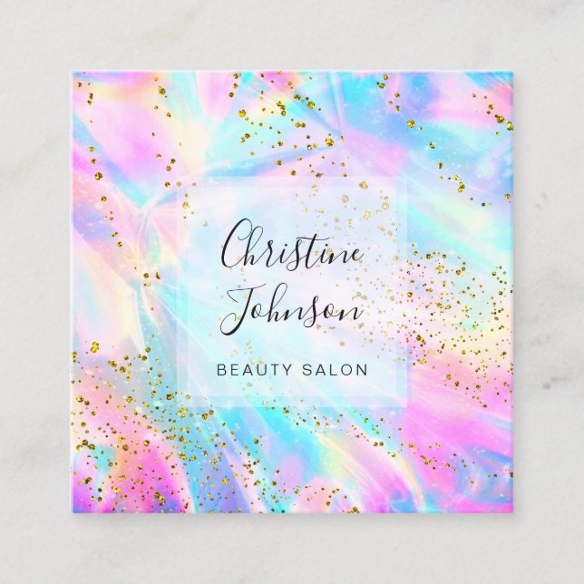 faux glitter faux iridescent fyrkantigt visitkort (Framsida)