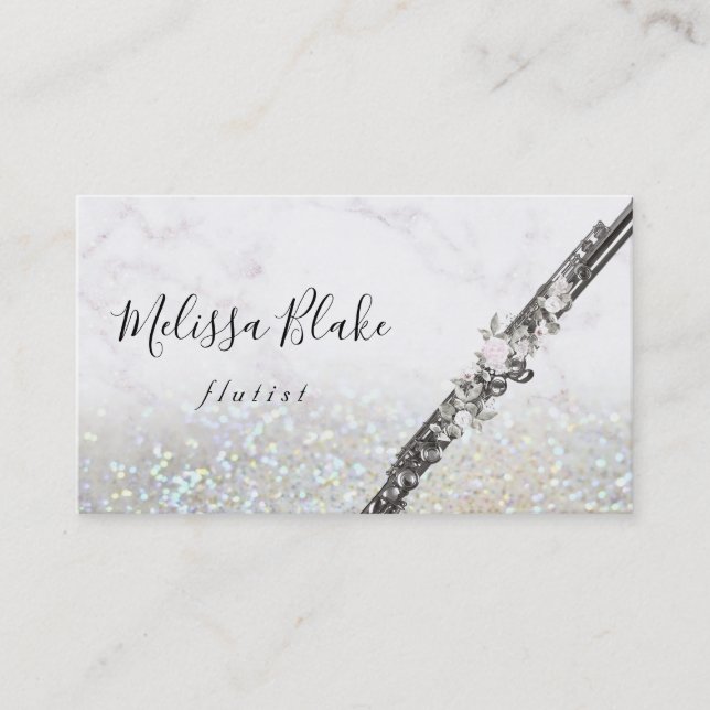 faux glitter flutist visitkort (Framsida)