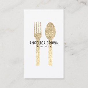 Faux Glitter Fork och Spoon Visitkort