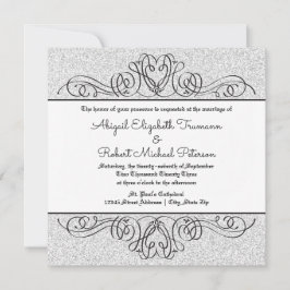 Faux Glitter Formal Blommigt Flourish-Wedding bjud Inbjudningar