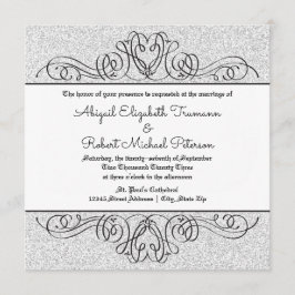 Faux Glitter Formal Blommigt Flourish-Wedding bjud Inbjudningar