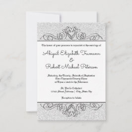 Faux Glitter Formal Flourish - 3 x 5 bröllopsinbju Inbjudningar