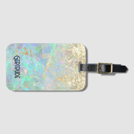 faux glitter gemstone opal bagagetagg bagagebricka