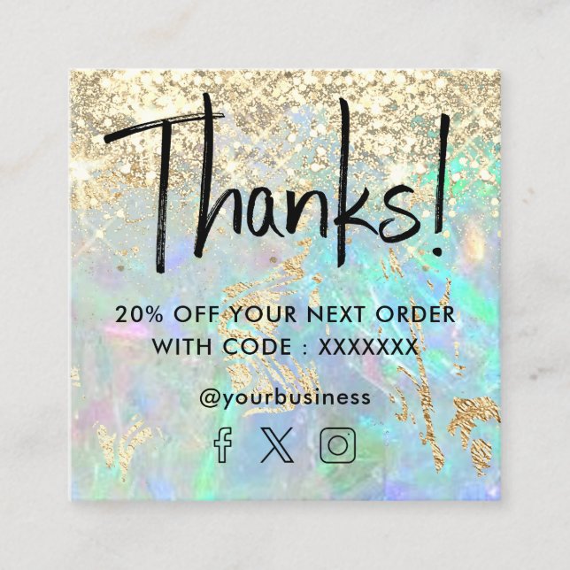 faux glitter gemstone opal struktur fyrkantigt visitkort (Framsida)