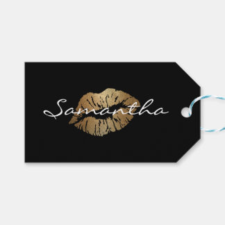Faux Glitter Gold Kiss Presentetikett
