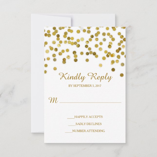 Faux Glitter Guld Confetti Bröllop OSA Kort (Framsida)