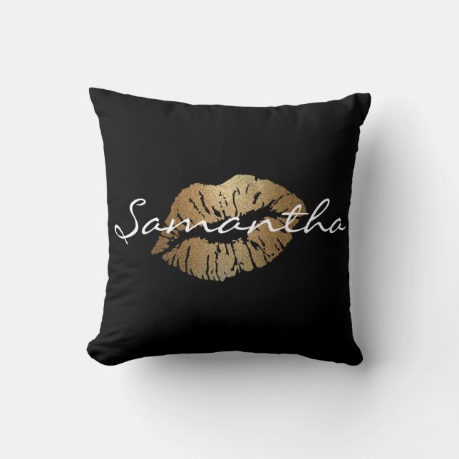 Faux Glitter Guld Kiss Kudde (Framsida)