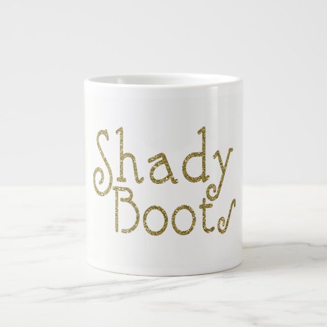 Faux Glitter Guld Shady Boots Jumbo Mugg (Framsidan)