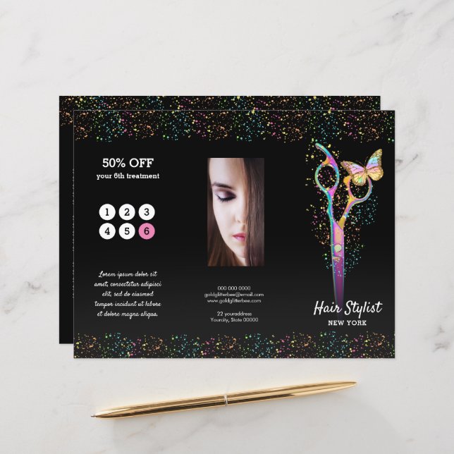faux glitter hårstylist brochure (Fram/Back In Situ)