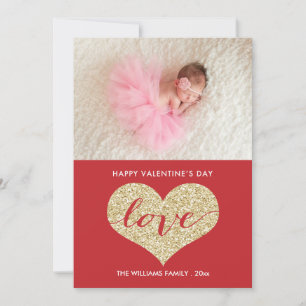 Faux Glitter Heart Alla hjärtans dagskort Julkort