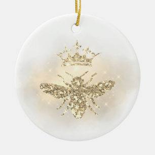 Faux glitter honey drottbee julgransprydnad keramik