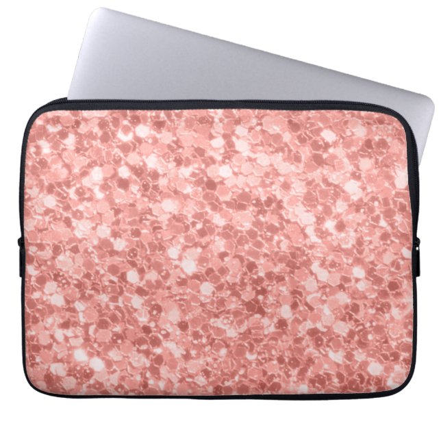 Faux Glitter i Ro vid Guld Laptop Fodral (Framsidan)